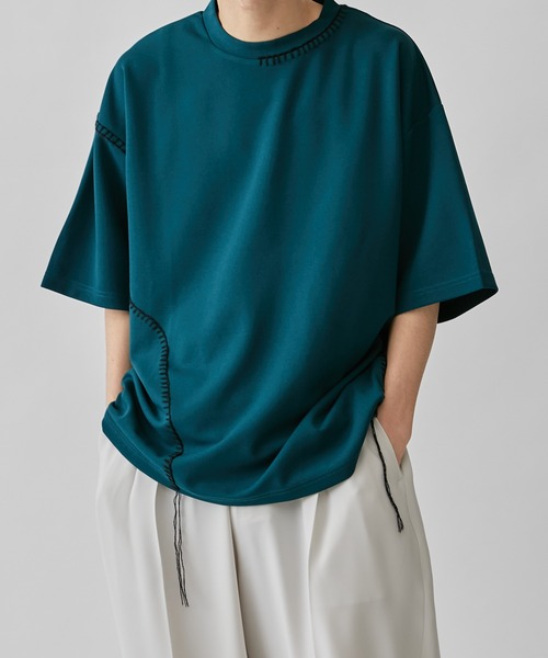 Lui's（ルイス）の「カットジョーゼットブランケットステッチTEE
