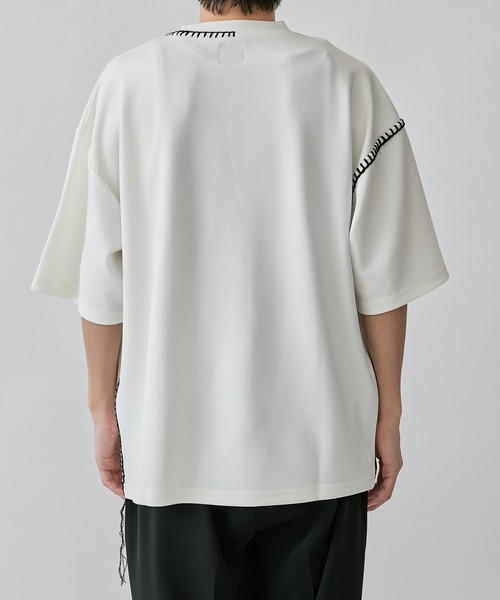 Lui's（ルイス）の「カットジョーゼットブランケットステッチTEE