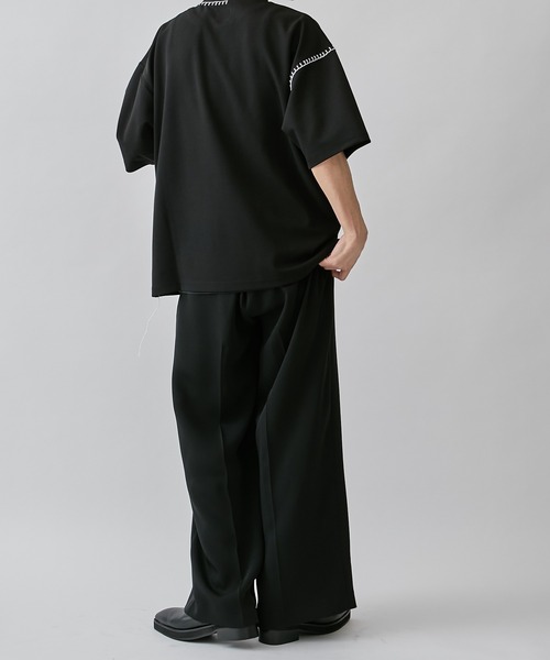 Lui's（ルイス）の「カットジョーゼットブランケットステッチTEE