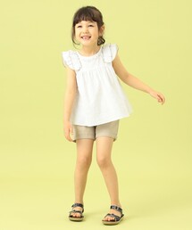 BEAMS mini（ビームスミニ）の「BEAMS mini / 刺繍 フレアスリーブ セットアップ (90～150cm)（サロペット/オーバーオール・キッズ）」