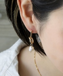 淡水パール×ロングノットピアス