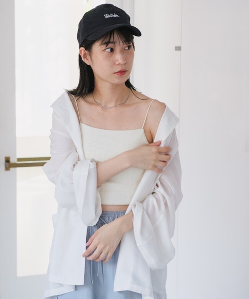 Kastane（カスタネ）の「カップ付きジャガードキャミ（キャミソール・レディース・ブルー/アイボリー/ブラウン・FREE）」の4枚目の写真