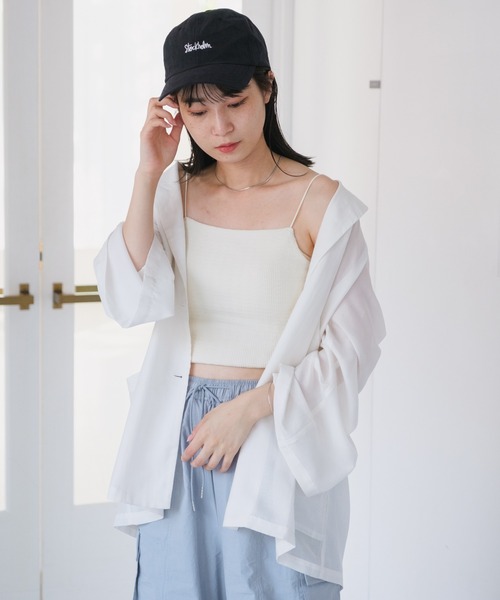 Kastane（カスタネ）の「カップ付きジャガードキャミ（キャミソール・レディース・ブルー/アイボリー/ブラウン・FREE）」の5枚目の写真