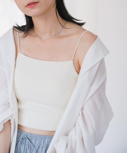 Kastane（カスタネ）の「カップ付きジャガードキャミ（キャミソール・レディース・ブルー/アイボリー/ブラウン・FREE）」の8枚目の写真