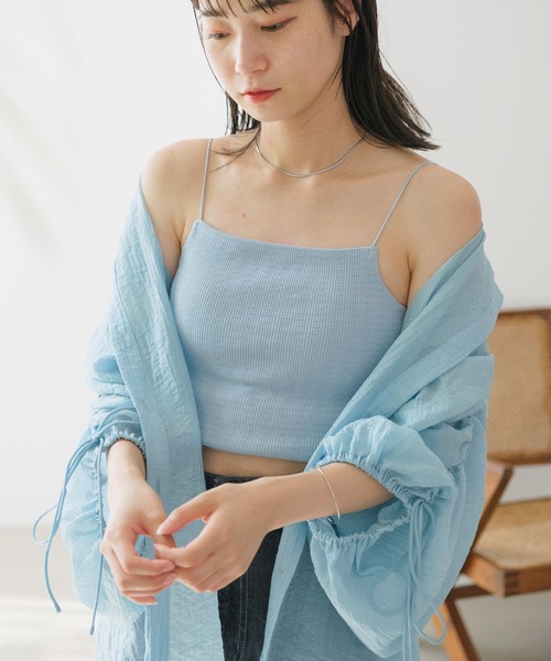 Kastane（カスタネ）の「カップ付きジャガードキャミ（キャミソール・レディース・ブルー/アイボリー/ブラウン・FREE）」の20枚目の写真