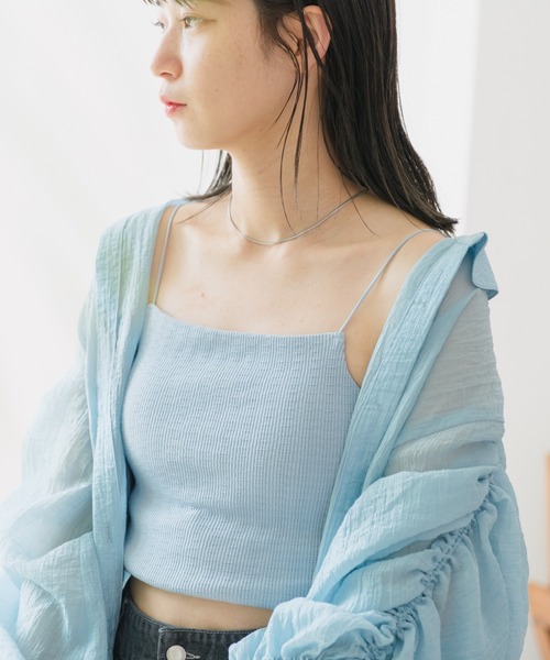 Kastane（カスタネ）の「カップ付きジャガードキャミ（キャミソール・レディース・ブルー/アイボリー/ブラウン・FREE）」の21枚目の写真