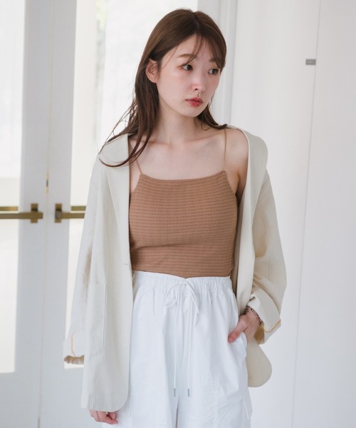 Kastane（カスタネ）の「カップ付きジャガードキャミ（キャミソール・レディース・ブルー/アイボリー/ブラウン・FREE）」の16枚目の写真