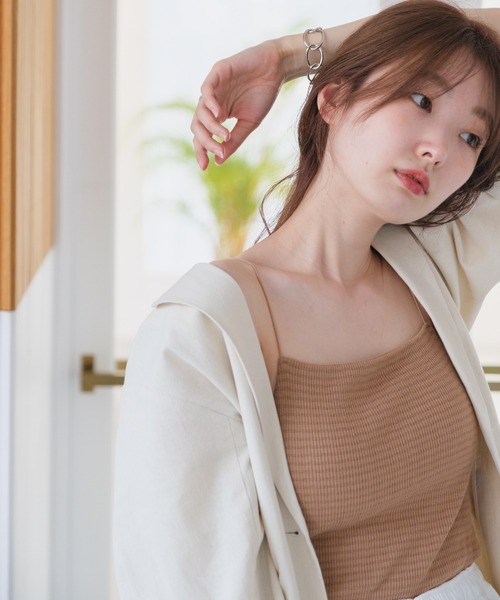 Kastane（カスタネ）の「カップ付きジャガードキャミ（キャミソール・レディース・ブルー/アイボリー/ブラウン・FREE）」の15枚目の写真