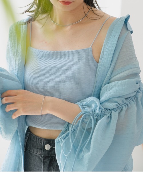 Kastane（カスタネ）の「カップ付きジャガードキャミ（キャミソール・レディース・ブルー/アイボリー/ブラウン・FREE）」の22枚目の写真