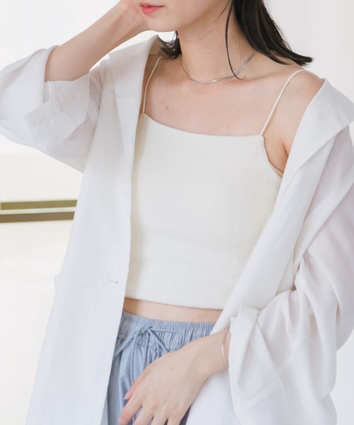 Kastane（カスタネ）の「カップ付きジャガードキャミ（キャミソール・レディース・ブルー/アイボリー/ブラウン・FREE）」の7枚目の写真