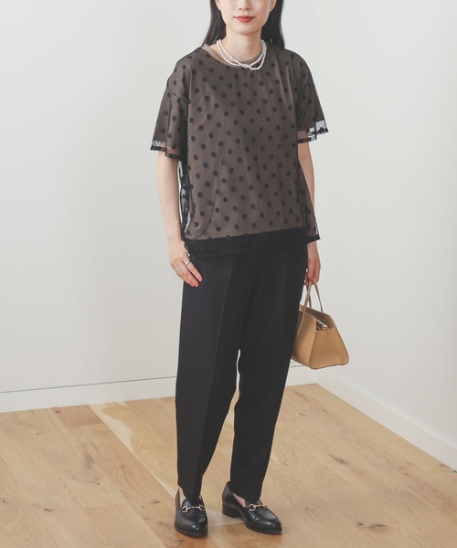 BEAMS HEART（ビームスハート）の「BEAMS HEART / ドットチュール レイヤードTシャツ（Tシャツ/カットソー・レディース・オフホワイト/ブラック/ブラウン系その他4・FREE）」の15枚目の写真