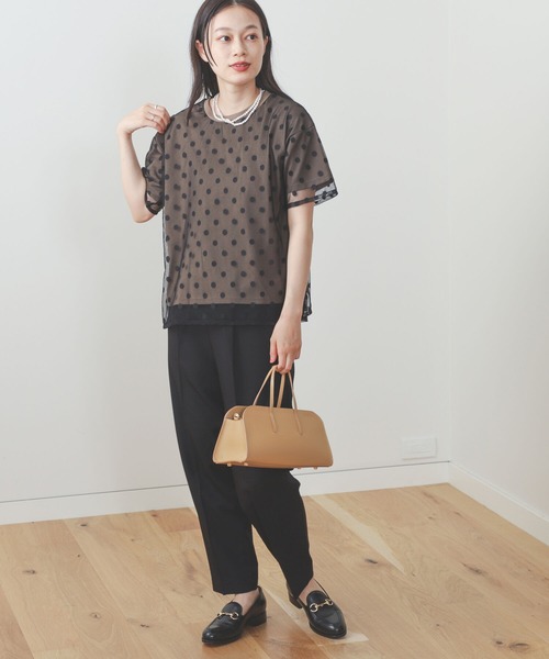 BEAMS HEART（ビームスハート）の「BEAMS HEART / ドットチュール レイヤードTシャツ（Tシャツ/カットソー・レディース・オフホワイト/ブラック/ブラウン系その他4・FREE）」の14枚目の写真