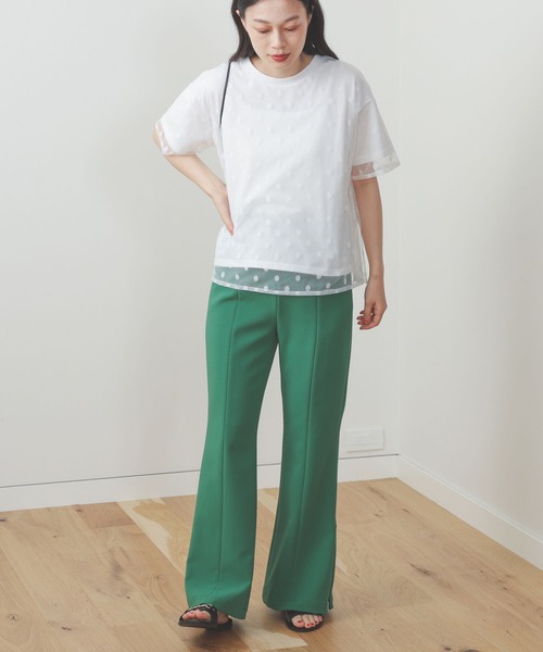 BEAMS HEART（ビームスハート）の「BEAMS HEART / ドットチュール レイヤードTシャツ（Tシャツ/カットソー・レディース・オフホワイト/ブラック/ブラウン系その他4・FREE）」の9枚目の写真