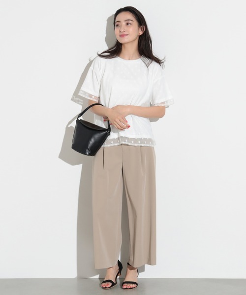 BEAMS HEART（ビームスハート）の「BEAMS HEART / ドットチュール レイヤードTシャツ（Tシャツ/カットソー・レディース・オフホワイト/ブラック/ブラウン系その他4・FREE）」の17枚目の写真