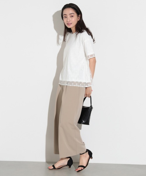 BEAMS HEART（ビームスハート）の「BEAMS HEART / ドットチュール レイヤードTシャツ（Tシャツ/カットソー・レディース・オフホワイト/ブラック/ブラウン系その他4・FREE）」の18枚目の写真