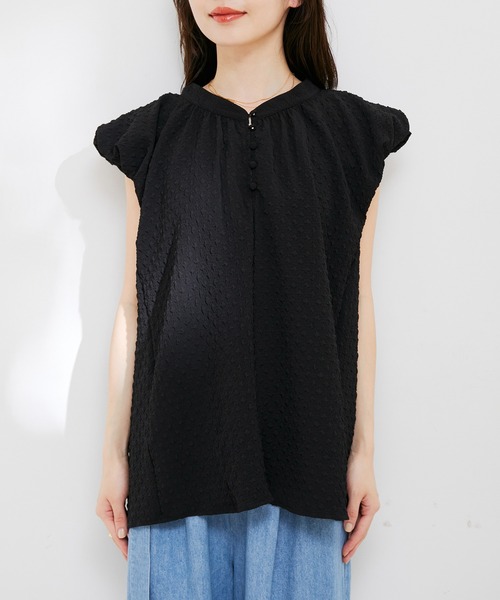 VIS（ビス）の「【洗える】ぽこぽこバルーンスリーブブラウス（シャツ/ブラウス・レディース・オフホワイト/ブラック系その他/ブルー系その他4/ブラック・FREE）」の19枚目の写真