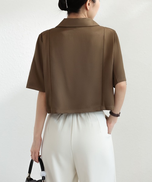 MAISON DE THERESE(メゾン ド テレーズ)の「ショート丈ジャケット(テーラードジャケット・レディース・モカ/ブラック/アイボリー・M)」の20枚目の写真