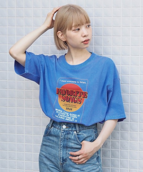 tiptop(ティップトップ)の「アソートピグメントBIGTシャツ(Tシャツ/カットソー・レディース・オフホワイト/ブラック系その他/ブルー/オレンジ/ホワイト系その他/ネイビー系/ブラック系その他3/ブラック系その他2・FREE)」の6枚目の写真