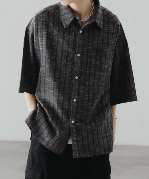 epnok(エプノック)の「ツイードライクルーズシャツ(シャツ/ブラウス・メンズ・ブラック/マスタード/オレンジ・LARGE/SMALL/MEDIUM)」の2枚目の写真