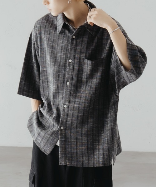 epnok(エプノック)の「ツイードライクルーズシャツ(シャツ/ブラウス・メンズ・ブラック/マスタード/オレンジ・LARGE/SMALL/MEDIUM)」の4枚目の写真
