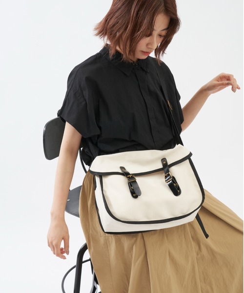 EDIT Gris（エディットグリ）の「【ユニセックス】キャンバスポストマンショルダーバッグ（ショルダーバッグ・レディース・ホワイト/ブラック・FREE）」の16枚目の写真