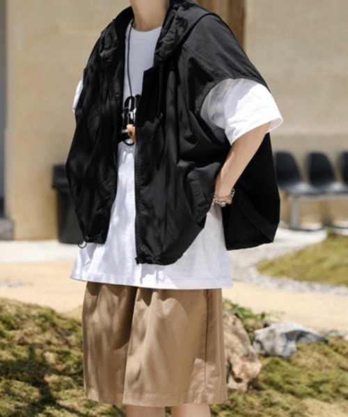 Mimma/Mimaa(ミマ)の「【mimma/mimaa】レイヤードハーフスリーブパーカー(パーカー・メンズ・ブラウン/グレー/ブラック・FREE)」の22枚目の写真