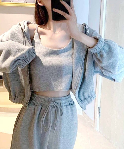 NANEA（ナネア）の「キャミ/パーカー/パンツ  3点セット（ルームウェア/パジャマ・レディース・グレー/チャコールグレー/ブラック・MEDIUM/LARGE/X-LARGE）」の5枚目の写真