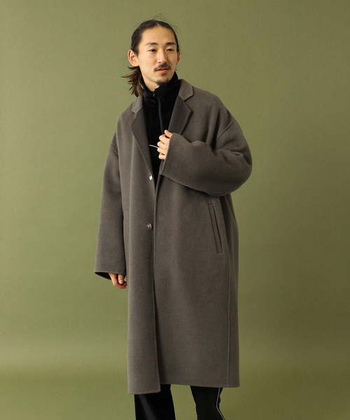 【FOLL】super130s wool-cashmere rever coat FOLL / フォル】super130s wool-cashmere rever coat（ノーカラー
