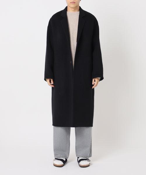 【FOLL】super130s wool-cashmere rever coat FOLL / フォル】super130s wool-cashmere rever coat（ノーカラー