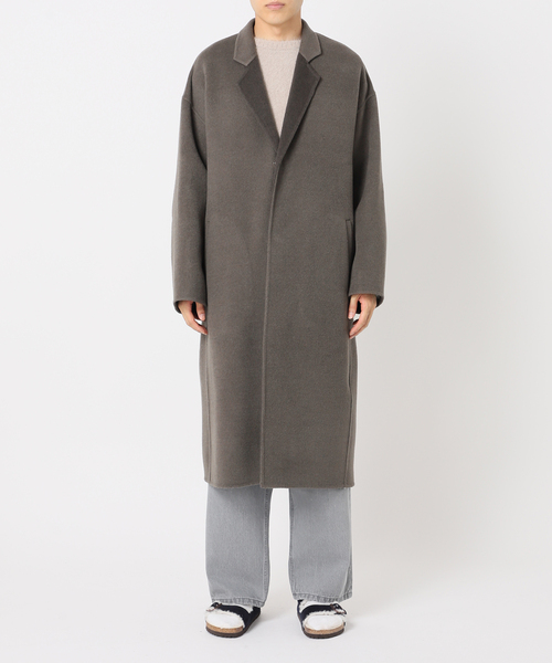 【FOLL】super130s wool-cashmere rever coat FOLL / フォル】super130s wool-cashmere rever coat（ノーカラー