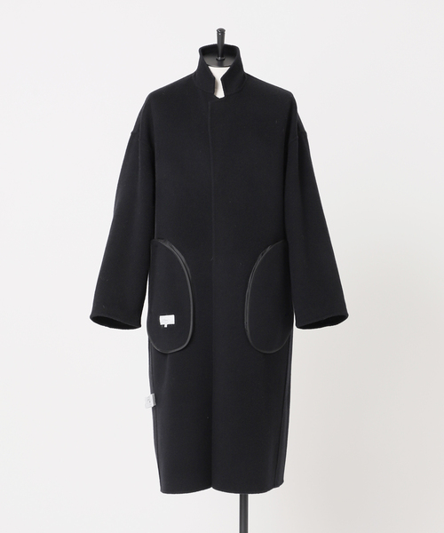 FOLL / フォル】super130s wool-cashmere rever coat（ノーカラー