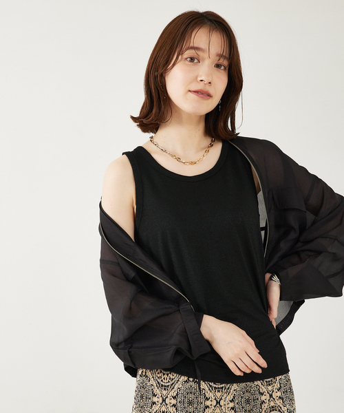 abahouse mavie(アバハウスマヴィ)の「ラメタンクトップ(タンクトップ・レディース・グレイッシュベージュ/ホワイト/ブラック・フリー)」の12枚目の写真