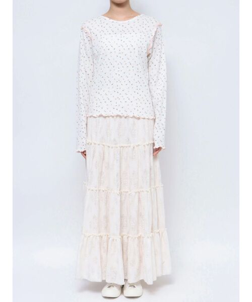 merry jenny（メリージェニー）の「flowerメローサーマルtops（Tシャツ/カットソー・レディース・ブルー/ピンク・FREE）」の8枚目の写真