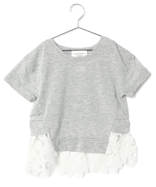 CIAOPANIC TYPY(チャオパニックティピー)の「KIDS レースドッキングT(Tシャツ/カットソー・キッズ・ホワイト/グレー・95/105/115/125/135)」の2枚目の写真