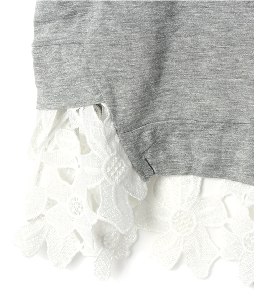 CIAOPANIC TYPY(チャオパニックティピー)の「KIDS レースドッキングT(Tシャツ/カットソー・キッズ・ホワイト/グレー・95/105/115/125/135)」の7枚目の写真