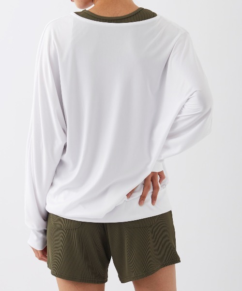 Ocean Pacific（オーシャンパシフィック）の「【OP:オーピー】レディースラッシュガード付き水着4点セット タンキニ リブ素材 ビキニ カップインキャミ 体型カバー 水陸両用　ヨガウェア ピラティス トレーニングウェア（水着・レディース・ブラック/カーキ/ブラウン/ブルー/アイボリー・MEDIUM/X-LARGE/LARGE）」の14枚目の写真