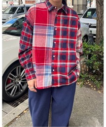 WHIMSIC | 【UNISEX】パッチワークチェックシャツ(シャツ/ブラウス)