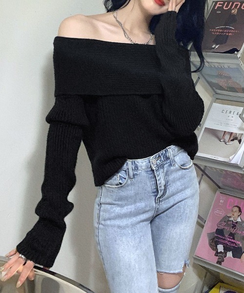 セール】オフショルニットトップス（ニット/セーター）｜Riff（リフ