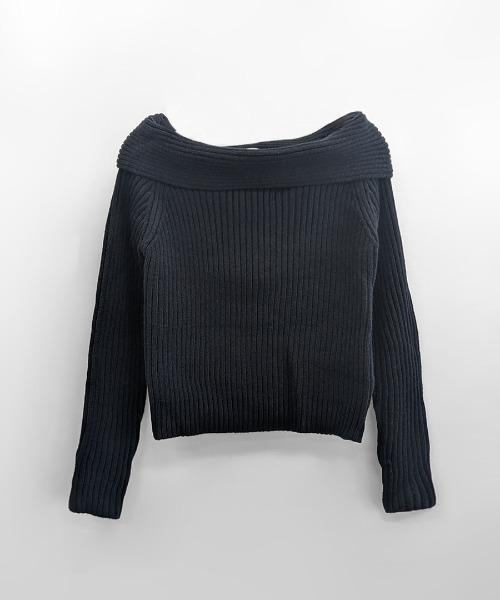 ブラック オフショルダー ニット フリーサイズ セール】オフショルニットトップス（ニット/セーター）｜Riff（リフ