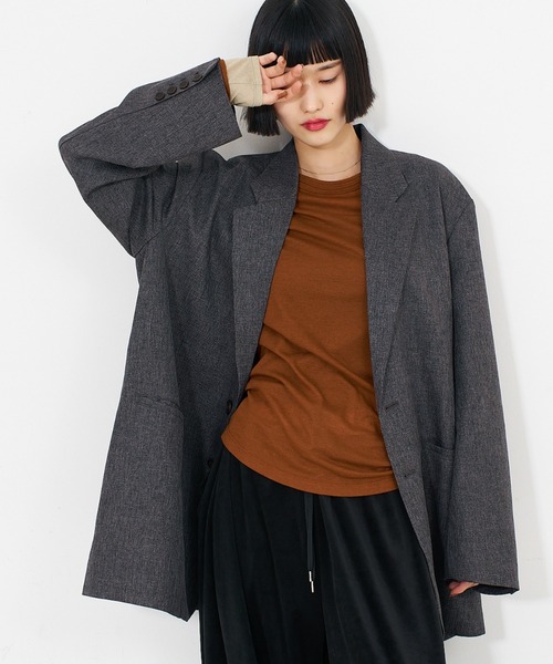 NOMINE（ノミネ）の「【ユニセックス】オーバーサイズ シャーク テーラードジャケット（テーラードジャケット・レディース・ダークオレンジ/ダークブラウン/ピンク系その他/グレー・フリー/L/M）」の18枚目の写真