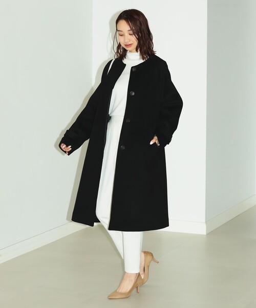 B:MING by BEAMS（ビーミングバイビームス）の「B:MING by BEAMS / ウール ノーカラーコート（ノーカラーコート・レディース・ブラック/ベージュ・SMALL/MEDIUM）」の12枚目の写真