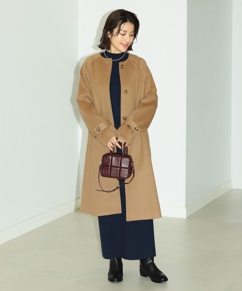 B:MING by BEAMS（ビーミングバイビームス）の「B:MING by BEAMS / ウール ノーカラーコート（ノーカラーコート・レディース・ブラック/ベージュ・SMALL/MEDIUM）」の18枚目の写真