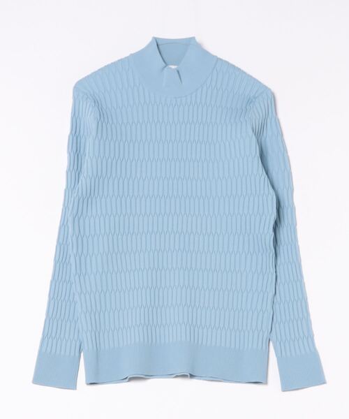 MONSIEUR NICOLE（ムッシュニコル）の「ジオメトリックリブ モックネックニット（ニット/セーター・メンズ・ホワイト/ライトグレー/チャコールグレー/ブラック/パープル・MEDIUM/X-LARGE/LARGE）」の5枚目の写真