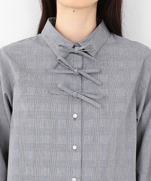 Ray BEAMS(レイビームス)の「RBS / グレンチェック リボンカフス ブラウス(シャツ/ブラウス・レディース・グレー・0/1)」の9枚目の写真