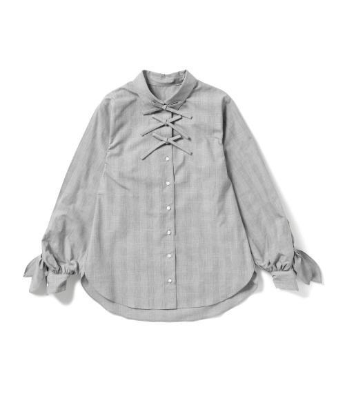 Ray BEAMS(レイビームス)の「RBS / グレンチェック リボンカフス ブラウス(シャツ/ブラウス・レディース・グレー・0/1)」の11枚目の写真