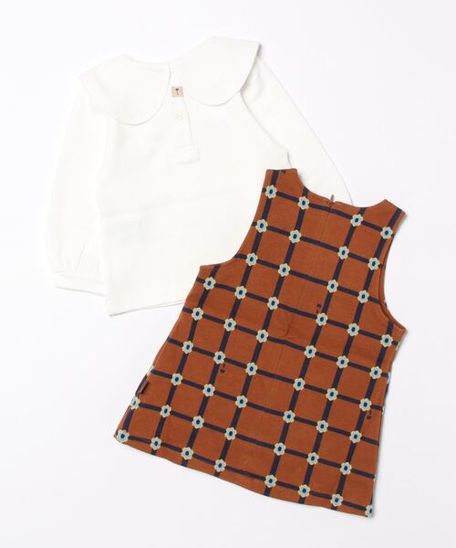 moimoln（モイモルン）の「【２点セット】フラワー刺繍フラワートップス&チェックワンピース（ワンピース・キッズ・ブラウン・80ｃｍ/90cm/110cm/100cm）」の2枚目の写真