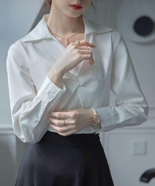 MILAE(ミレ)の「カシュクールプルオーバーブラウス(シャツ/ブラウス・レディース・ブルー/ホワイト・S/M/L)」の19枚目の写真