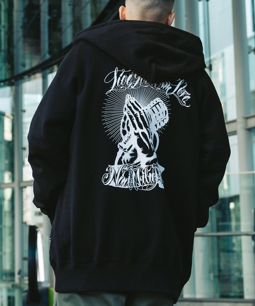 NineMicrophones(ナインマイクロフォンズ)の「ZIP PARKA-Pray with the microphone-(パーカー・メンズ・グレー/ブラック/ホワイト・LARGE/XX-LARGE/MEDIUM/X-LARGE/SMALL)」の9枚目の写真