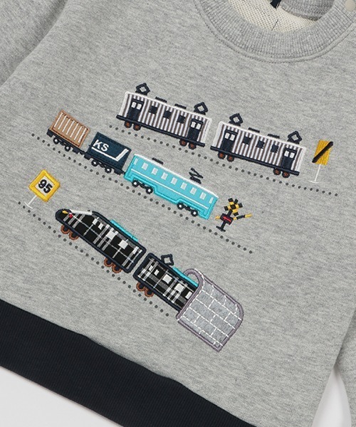 kladskap（クレードスコープ）の「電車アップリケトレーナー（スウェット・キッズ・トップグレー/グリーン/マスタード・90cm/100cm/120cm/80ｃｍ/110cm）」の6枚目の写真