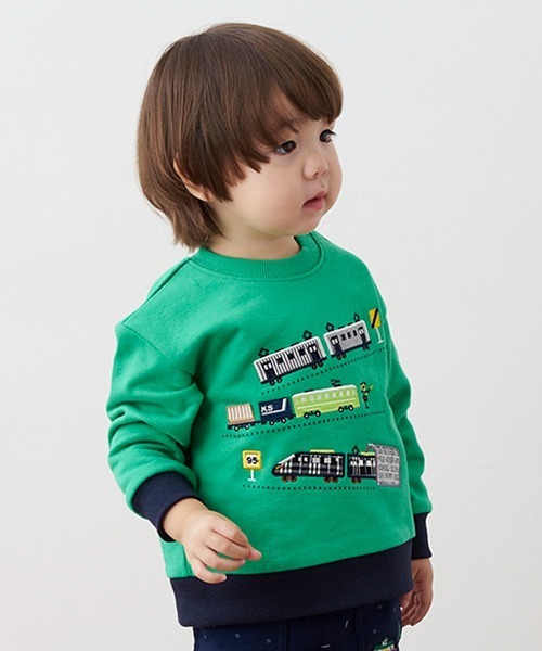 kladskap（クレードスコープ）の「電車アップリケトレーナー（スウェット・キッズ・トップグレー/グリーン/マスタード・90cm/100cm/120cm/80ｃｍ/110cm）」の17枚目の写真